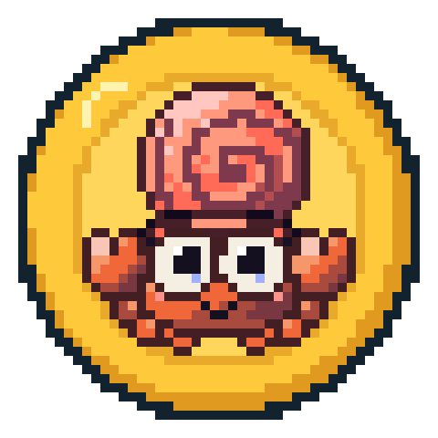 The $CRAB token logo: the orange crab on a gold coin